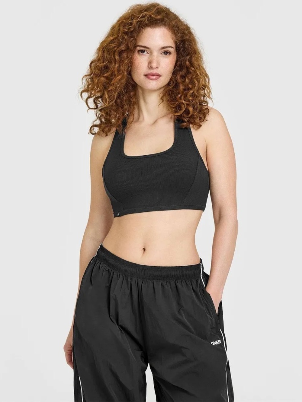 Mellow Rib Square Neck Bra Soft Black